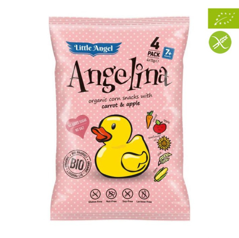 Angelina! Bezglutenowe chrupki kukurydziane z jabłkiem i marchewką od 7 ms BIO 4x15 g Cibi