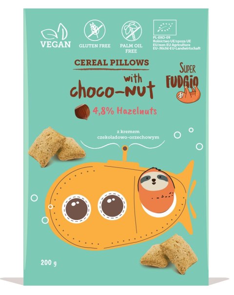 PODUSZKI ZBOŻOWE Z KREMEM CZEKOLADOWO - ORZECHOWYM BEZGLUTENOWE BIO 200 g - ME GUSTO (SUPER FUDGIO)