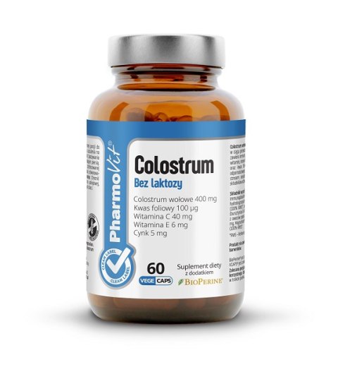 COLOSTRUM BOVINUM BEZGLUTENOWE (400 mg) 60 KAPSUŁEK - PHARMOVIT (CLEAN LABEL)