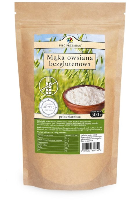 MĄKA OWSIANA BEZGLUTENOWA BIO 500 g - PIĘĆ PRZEMIAN
