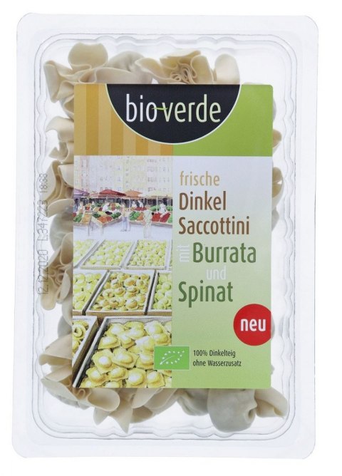SACCHETTINI ORKISZOWE ŚWIEŻE Z SEREM BURRATA I SZPINAKIEM BIO 250 g - BIO-VERDE