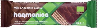 WAFELEK Z SAMOPSZY Z KREMEM MLECZNO - KAKAOWYM W POLEWIE Z CZEKOLADY MLECZNEJ BIO 40 g - HARMONICA