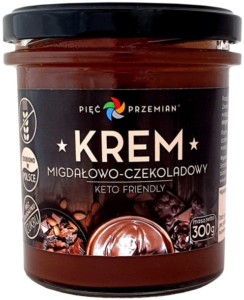 KREM MIGDAŁOWO - CZEKOLADOWY BEZ DODATKU CUKRÓW BEZGLUTENOWY KETO 300 g - PIĘĆ PRZEMIAN