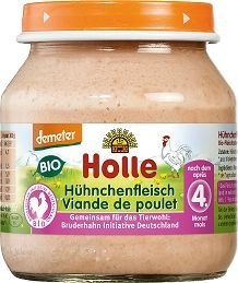 MIĘSO KURCZAKA BEZ DODATKU CUKRÓW BEZGLUTENOWE OD 5 MIESIĄCA BIO 125 g (SŁOIK) - HOLLE
