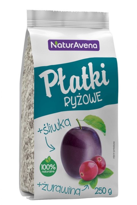 PŁATKI RYŻOWE BŁYSKAWICZNE Z ŻURAWINĄ I ŚLIWKĄ 250 g - NATURAVENA