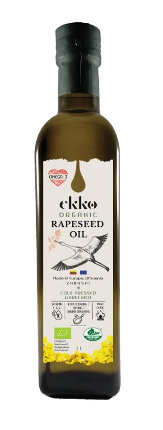 OLEJ RZEPAKOWY TŁOCZONY NA ZIMNO OMEGA-3 BIO 1 L - EKKO
