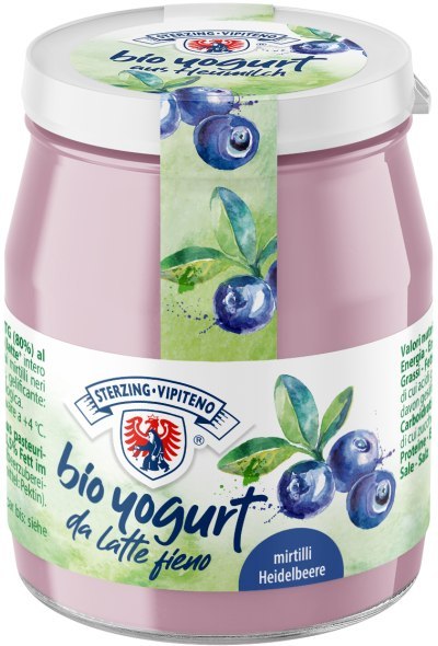 JOGURT BORÓWKOWY Z MLEKA SIENNEGO BEZGLUTENOWY BIO 150 g (SŁOIK) - STERZING-VIPITENO