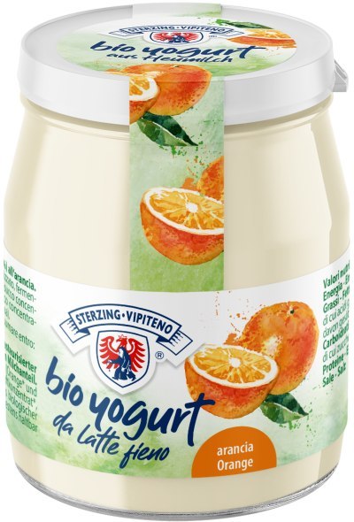JOGURT POMARAŃCZOWY Z MLEKA SIENNEGO BEZGLUTENOWY BIO 150 g (SŁOIK) - STERZING-VIPITENO