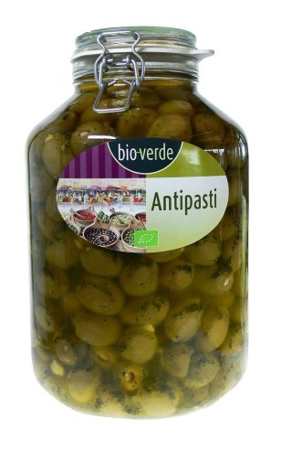 OLIWKI ZIELONE NADZIEWANE MIGDAŁAMI Z ZIOŁAMI W OLEJU BIO 4,75 kg (SŁOIK) - BIO-VERDE