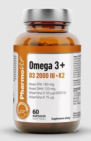 OMEGA-3 + WITAMINA D3 + K2 BEZGLUTENOWA 60 KAPSUŁEK - PHARMOVIT (CLEAN LABEL)