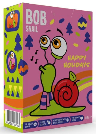 ZESTAW ŚWIĄTECZNY - PRZEKĄSKI OWOCOWE Z ZABAWKĄ I NAKLEJKĄ BEZ DODATKU CUKRÓW BEZGLUTENOWE 140 g - BOB SNAIL (PRODUKT SEZONOWY)