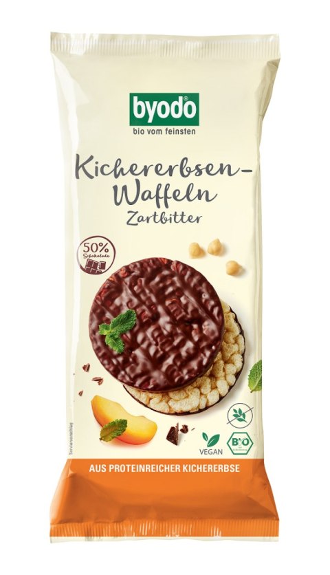 WAFLE Z CIECIERZYCY OBLANE CZEKOLADĄ GORZKĄ BEZGLUTENOWE BIO 65 g - BYODO