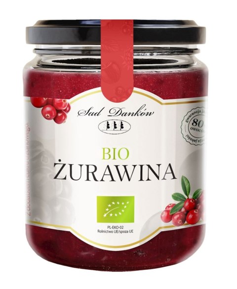 ŻURAWINA 80 % Z CUKREM TRZCINOWYM BIO 260 g - SAD DANKÓW