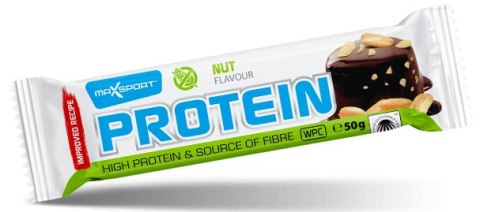 BATON PROTEINOWY Z ORZESZKAMI ZIEMNYMI W POLEWIE KAKAOWEJ BEZGLUTENOWY 50 g - MAXSPORT