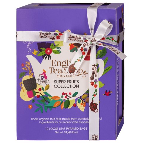 KOLEKCJA HERBATEK OWOCOWYCH BIO PIRAMIDKI (SUPER FRUITS - 6 SMAKÓW) (12 x 2 g) 24 g - ENGLISH TEA SHOP ORGANIC