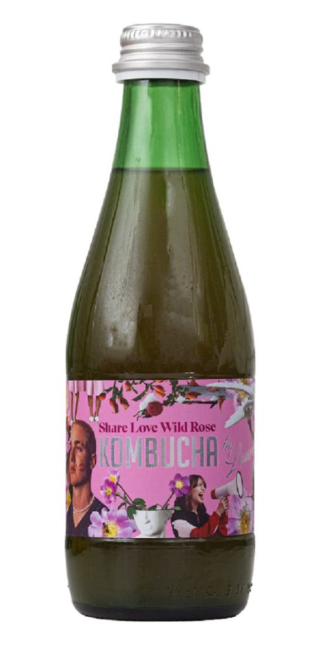 KOMBUCHA Z SOKIEM Z DZIKIEJ RÓŻY (SHARE LOVE WILD ROSE) BIO 330 ml - KOMBUCHA BY LAURENT (PRODUKT SEZONOWY)