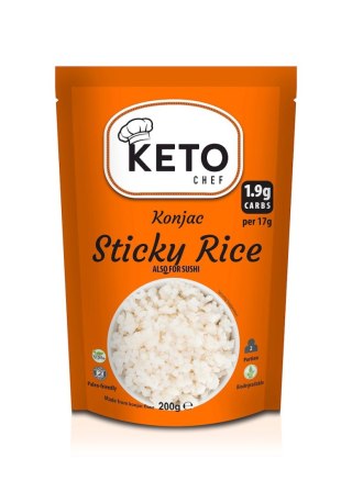 MAKARON KONJAC W KSZTAŁCIE RYŻU (STICKY RICE) DO SUSHI BEZGLUTENOWY 200 g - KETO CHEF