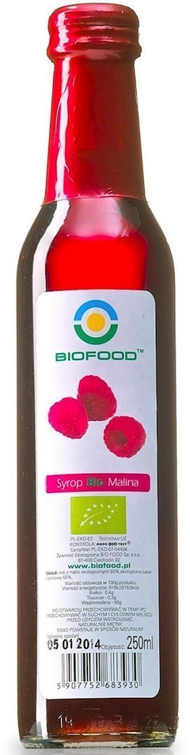 SYROP MALINOWY BIO 250 ml - BIOFOOD