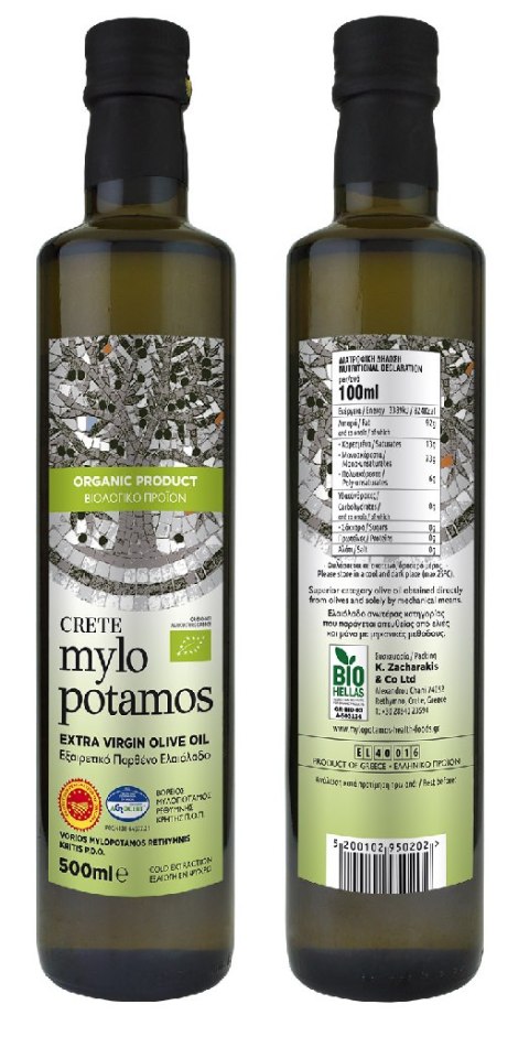 OLIWA Z OLIWEK EXTRA VIRGIN PDO KRETA BIO 500 ml - MYLOPOTAMOS