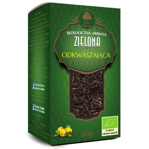 HERBATA ZIELONA LIŚCIASTA ODKWASZAJĄCA BIO 80 g - DARY NATURY