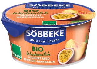 JOGURT KREMOWY BRZOSKWINIA - MARAKUJA (3,8 % TŁUSZCZU W MLEKU) BIO 150 g - SOBBEKE