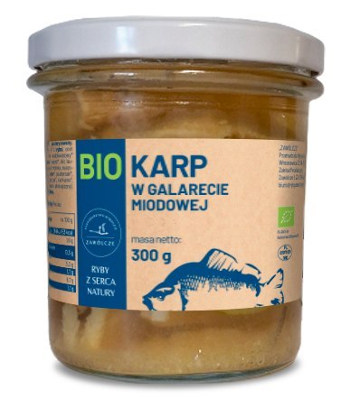 KARP W GALARECIE MIODOWEJ BIO 300 g (SŁOIK) - GOSPODARSTWO RYBACKIE ZAWÓLCZE (NA ZAMÓWIENIE)