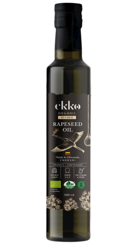 OLEJ RZEPAKOWY DO GOTOWANIA I SMAŻENIA TŁOCZONY NA ZIMNO OMEGA-3 BIO 500 ml - EKKO (PREMIUM)