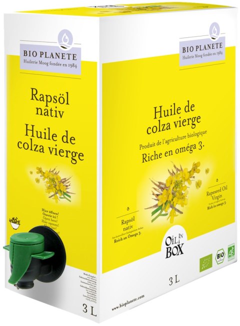 OLEJ RZEPAKOWY TŁOCZONY NA ZIMNO OMEGA-3 BIO 3 L - BIO PLANETE