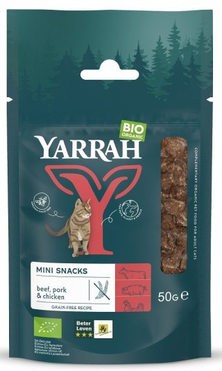 (DLA KOTA DOROSŁEGO) PRZYSMAK - KOSTKI Z WOŁOWINY, WIEPRZOWINY I KURCZAKA BEZGLUTENOWY BIO 50 g - YARRAH