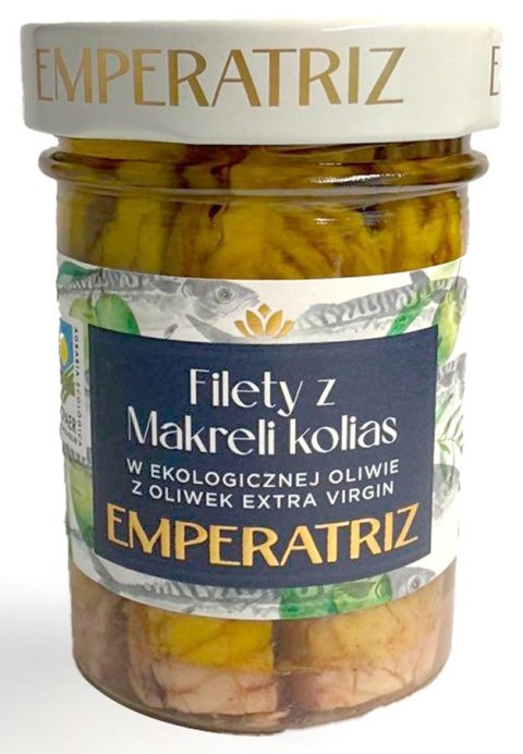 MAKRELA FILETY W BIO OLIWIE Z OLIWEK EXTRA VIRGIN 180 g (120 g) (SŁOIK) - EMPERATRIZ