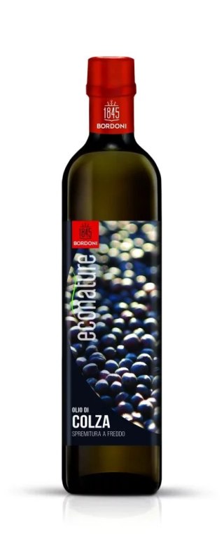 OLEJ RZEPAKOWY (Z PRAŻONYCH NASION) TŁOCZONY NA ZIMNO BIO 500 ml - BORDONI