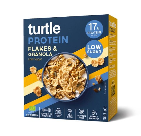 PŁATKI PROTEINOWE Z GRANOLĄ BEZGLUTENOWE BIO 300 g - TURTLE