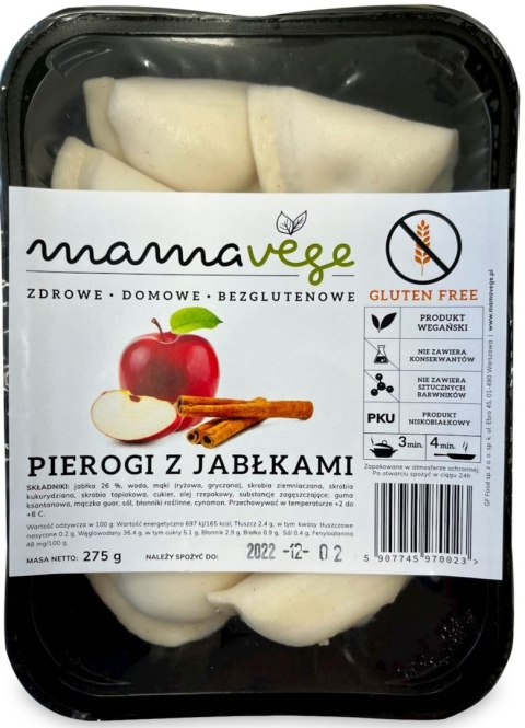 Przecena PIEROGI Z JABŁKAMI BEZGLUTENOWE 275 g - MAMA VEGE