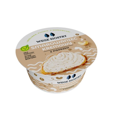 WEGAŃSKA ALTERNATYWA SERKA TWAROGOWEGO Z ORZECHÓW NERKOWCA Z PIEPRZEM BEZGLUTENOWA 130 g - WEGE SIOSTRY