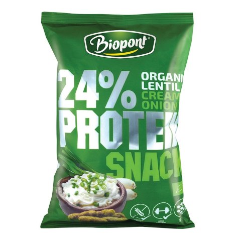 CHRUPKI PROTEINOWE O SMAKU ŚMIETANKI Z CEBULĄ BEZGLUTENOWE BIO 50 g - BIOPONT