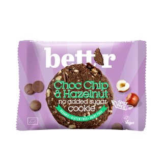 CIASTKO Z CZEKOLADĄ I ORZECHAMI LASKOWYMI BEZ DODATKU CUKRÓW BEZGLUTENOWE BIO 40 g - BETT'R