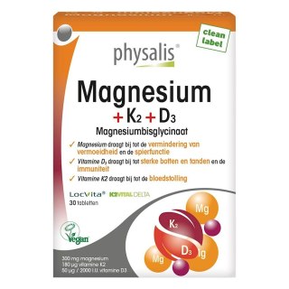 MAGNEZ + WITAMINA K2 I D3 30 TABLETEK - PHYSALIS