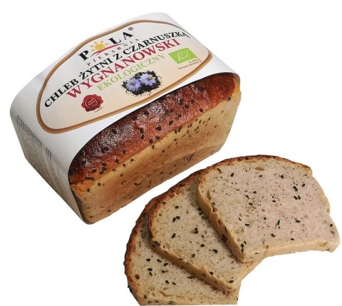 Przecena CHLEB ŻYTNI WYGNANOWSKI Z CZARNUSZKĄ BIO 350 g - POLA