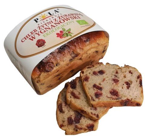 Przecena CHLEB ŻYTNI WYGNANOWSKI Z ŻURAWINĄ BIO 350 g - POLA