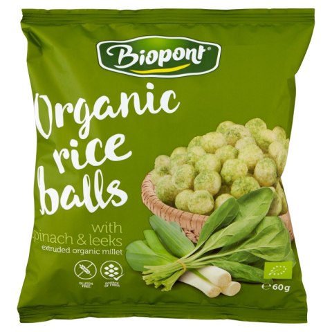 Przecena CHRUPKI RYŻOWE ZE SZPINAKIEM I POREM BEZGLUTENOWE BIO 60 g - BIOPONT