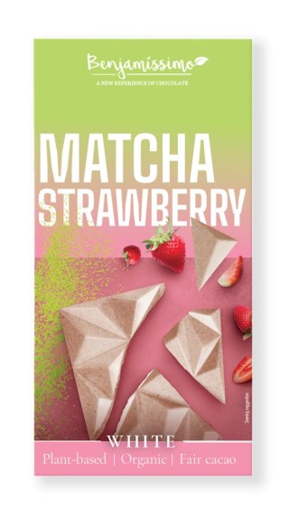 TABLICZKA KAKAOWA HERBATA MATCHA - TRUSKAWKA BEZGLUTENOWA BIO 60 g - BENJAMISSIMO