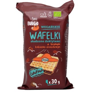 #WAFELKI Z KREMEM KAKAOWO - ORZECHOWYM SŁODZONE DAKTYLAMI BIO (4 szt.) 120 g - ME GUSTO (SUPER FUDGIO)