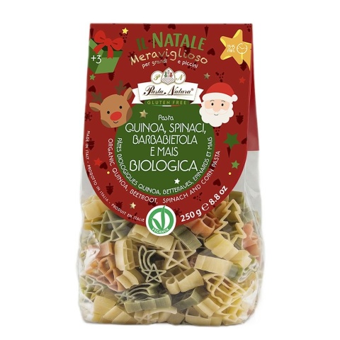 MAKARON (KUKURYDZIANY TRÓJKOLOROWY) NA BOŻE NARODZENIE BEZGLUTENOWY BIO 250 g - PASTA NATURA