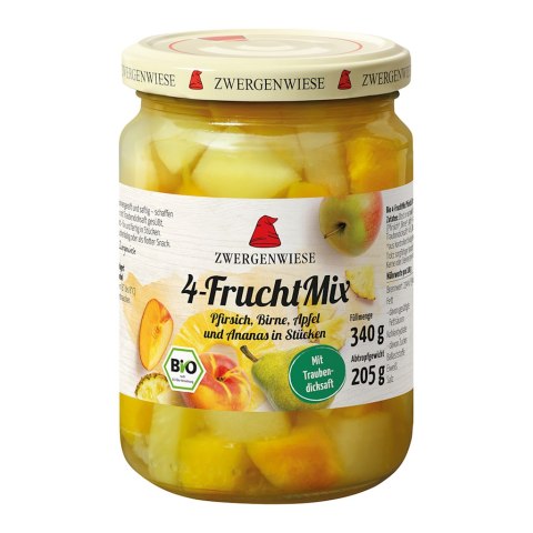MIX 4 OWOCÓW W LEKKIM SYROPIE BIO 340 g (205 g) (SŁOIK) - ZWERGENWIESE