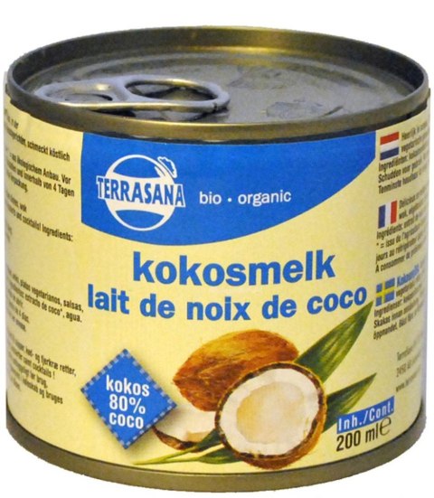 COCONUT MILK - NAPÓJ KOKOSOWY BEZ GUMY GUAR (22 % TŁUSZCZU) BIO 200 ml - TERRASANA