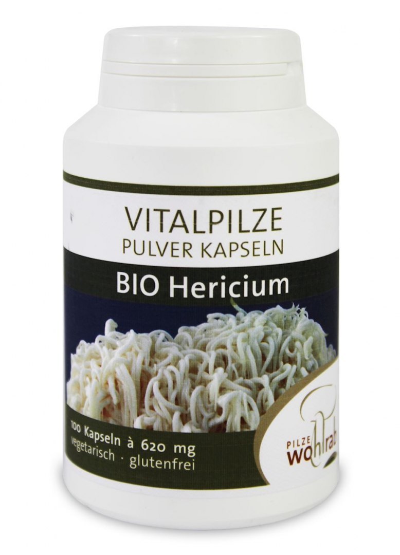 GRZYBY HERICIUM (SOPLÓWKA JEŻOWATA) BIO 100 KAPSUŁEK (620 mg) - PILZE WOHLRAB