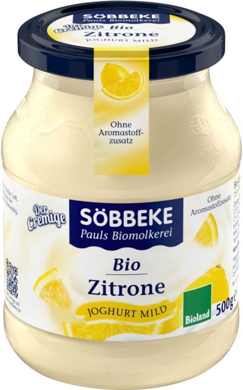 JOGURT KREMOWY CYTRYNOWY BIO 500 g (SŁOIK) - SOBBEKE