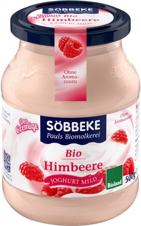 JOGURT KREMOWY MALINOWY BIO 500 g (SŁOIK) - SOBBEKE