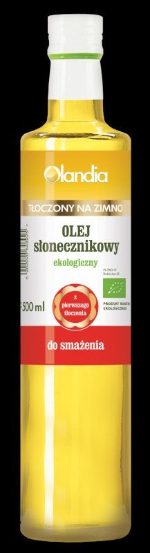 OLEJ SŁONECZNIKOWY DO SMAŻENIA TŁOCZONY NA ZIMNO BIO 500 ml - OLANDIA