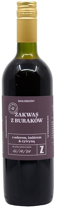 ZAKWAS Z BURAKÓW Z SELEREM, IMBIREM I CYTRYNĄ BIO 700 ml - DELIKATNA (ZAKWASOWNIA)